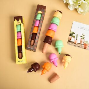 5-Colored-Creative-Ice-Cream-Shape-Highlighters-Sweet-Cone-Mini-Marker-Pens-School-Art-Drawing-Kawaii