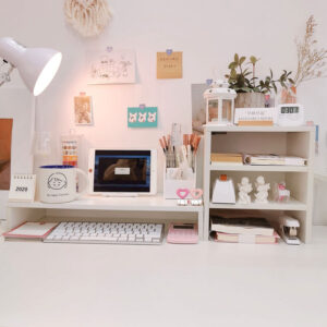 Pink-Computer-Monitor-Increased-Rack-Shelf-Keyboard-Organizer-Storage-Shelf-Laptop-Raised-Rack-Support-Bracket-Office